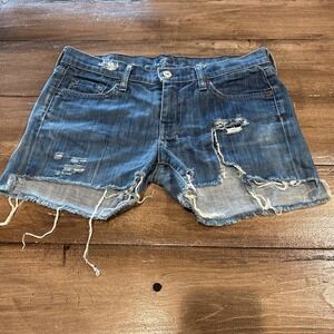 7 For All Mankind Cutoff Jean Shorts Women's 28 Blue Denim Medium Wash